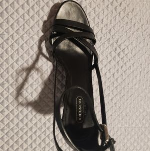 Coach Maleena Leather Platform Sandal - Size 7.5 Model A3383 Black color